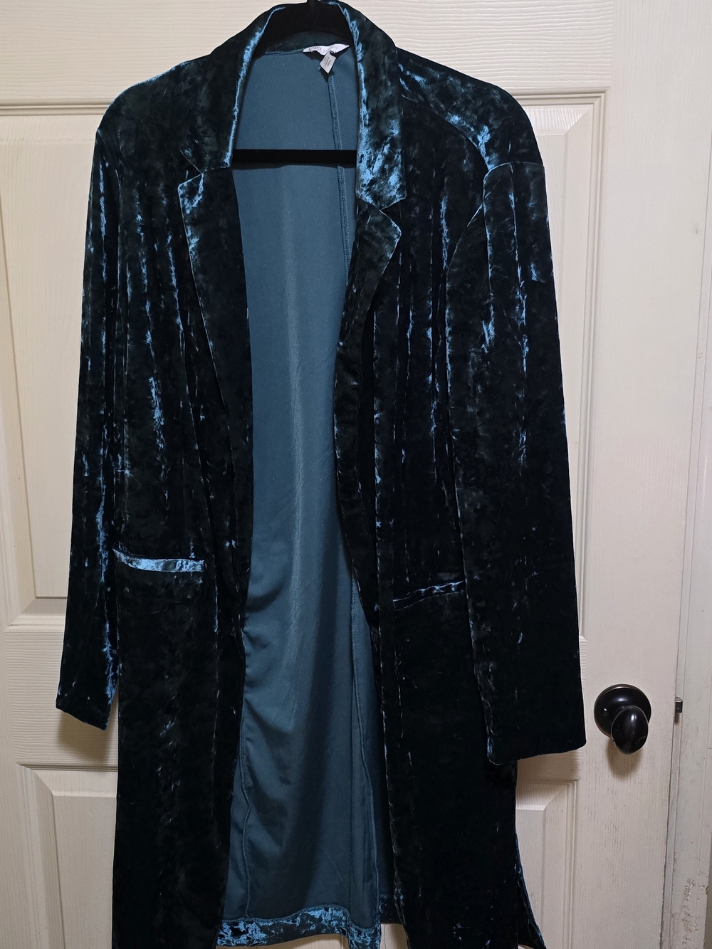 Velvet Longline Coatigan in Teal